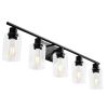 VEVOR 5-Light Bathroom Vanity Lights, 37.1-Inch, Modern Light Fixtures Above Mirror with Clear Glass Shade, 60W, Wall Lighting for Living Room