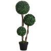 HOMCOM 3ft Artificial Boxwood Topiary Tree in Pot Indoor Outdoor Decor for Home Office Living Room
