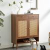 Multi-functional Modern Minimalist Walnut-Colored MDF Shoe Cabinet - Perfectly Blends into Nordic, Japanese, and Industrial Style Homes