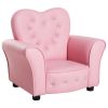 Qaba Pink Princess Toddler Sofa Chair Tufted Upholstered with Diamond Decor Luxury Couch for Kids