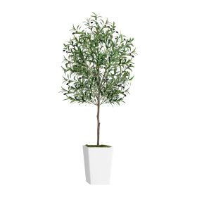 Artificial Olive Tree 6FT with Pot and Moss, Artificial Plants for Home Office Decor
