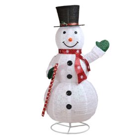 5.7FT Lighted Snowman Holding Candy Cane Christmas Yard Decorations, Pre-lit Pull Up Snowman with 210 White LEDs