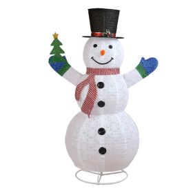 5.7FT Lighted Snowman Holding Small Tree Christmas Yard Decorations, Pre-lit Pull Up Snowman with 200 Warm White LEDs