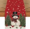 Snowman Christmas Birds Trees Table Runner