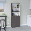 Home 2-Door Bookcase, Modern Storage Unit with Dual Doors and Multi-Tier Shelves -Matt Gray / White -Office
