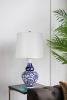 D14x27.6" Blue and White Round Ceramic Vase Lamp