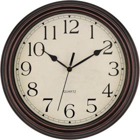 14 Inch Wall Clock Battery Operated Silent Non-Ticking Round Classic Vintage Retro Wall Clock Decorative for Living Room Kitchen Home Office