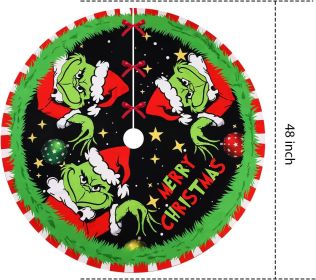 Christmas Tree Skirt Christmas Decorations Soft Red Green Christmas Decor Mat for Xmas Holiday Decorations 48"