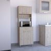 Della 60 Kitchen Pantry with Countertop, Closed & Open Storage -Light Gray
