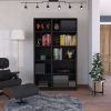 Kenyon 2 Piece Home Bookcase set, 42" Wide with 10 Shelves, Living Room Set Black