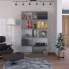 Kenyon 2 Piece Home Bookcase set, 42" Wide with 10 Shelves, Living Room Set Matt Gray / White