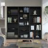 Lainor 3 Piece Home Bookcase set, 74" Wide with 13 Shelves , Living Room Set Set Black