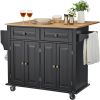 VEVOR Kitchen Island Cart, 43" Wood Top Mobile Carts with Storage Cabinet, Rolling Table with Drop Leaf, Spice Rack, Towel Bar, Adjustable Shelf