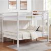 Full over Full Bunk Bed with Thick Posts,Wooden Bunk Bed with High Guardrail and Ladder for Kids, Teens, Dorm Rooms, and Guest Rooms