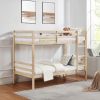 Twin over Twin Bunk Bed with Ladder,Wooden Bunk Bed with High Guardrail and Ladder for Kids, Teens, Dorm Rooms, and Guest Rooms,No Box Spring Needed