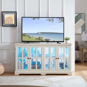 LED Curio Display Cabinet Antique Display Cabinet with Glass Doors Adjustable Shelves for Collectibles Four Door Design Vintage Showcase for Home or O