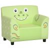 Kids Sofa, Armrest Chair for Preschool, Toddler Couch for Kids Room, Kindergarten with Cute Animal Print, Super-soft Velvet, Eucalyptus Wood, Green
