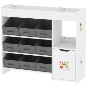 Toy Storage Organizer with 9 Non-Woven Fabric Boxes, Storage Cabinet & Shelves, for Kids Room, Nursery, Playroom, White