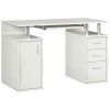 47" Computer Desk with Keyboard Tray and Storage Drawers, Home Office Workstation Table with Storage Shelves, White