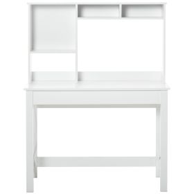 Computer Desk with Hutch, Home Office Study Table with Storage for Writing, Work, Workstation, White