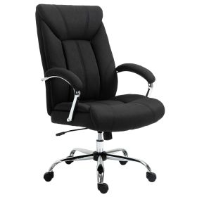 High Back Swivel Home Office Chair Task Ergonomic Linen Fabric Computer Chair, with Arm, Adjustable Height, Black