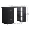 47 Inches Home Office Desk with 3-Tier Storage Shelves, Computer Desk with Drawers, Study Writing Table, Black
