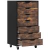 7-drawer Vertical File Cabinet for Home Office, Storage Cabinet with Wheels, 18.7"x15.6"x35.4", Rustic Brown