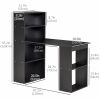 Modern Computer Desk with Storage Shelves, 47" Writing Table Workstation with Bookshelf for Home Office, Black