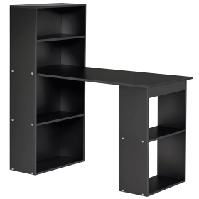 Modern Computer Desk with Storage Shelves, 47" Writing Table Workstation with Bookshelf for Home Office, Black