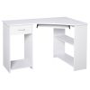 L-Shaped Desk with Keyboard Tray, Computer Corner Desk for Small Space with Shelves, Drawer, CPU Stand, Home Office Writing Table, White