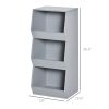 Kids Storage Cabinet 3 Shelves Anti-toppling Toy Storage Organizer Children Bookcase Book Rack for Children's Play Room/Bedroom, Grey