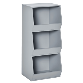 Kids Storage Cabinet 3 Shelves Anti-toppling Toy Storage Organizer Children Bookcase Book Rack for Children's Play Room/Bedroom, Grey