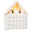 Christmas Advent Calendar, 2022 Light Up Table Xmas Wooden House Holiday Decoration with Countdown Drawer, Village, for kids Adults, White