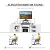 L-Shaped Computer Desk with Monitor Stand, Home Office Corner Desk Study Workstation for Small Space, White