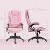 6 Point Vibrating Massage Home Office Chair High Back Executive Chair with Reclining Back, Swivel Wheels, Pink
