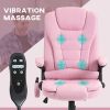 6 Point Vibrating Massage Home Office Chair High Back Executive Chair with Reclining Back, Swivel Wheels, Pink