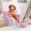 Qaba Kids Sofa Set with Footstool, Princess Theme, Diamond Decoration - Cozy Furniture for Children