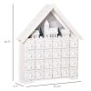 Christmas Advent Calendar, 2022 Light Up Table Xmas Wooden House Holiday Decoration with Countdown Drawer, Village, for kids Adults, White