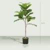 HOMCOM Artificial Fiddle Leaf Fig Tree, 43" Potted Plant with Flocked Soil for Home Office Decor, Green