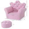Qaba Kids Sofa Set with Footstool, Princess Theme, Diamond Decoration - Cozy Furniture for Children