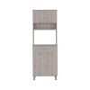 Della 60 Kitchen Pantry with Countertop, Closed & Open Storage -Light Gray
