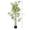HOMCOM 6ft Fake Bamboo Tree Indoor Outdoor Artificial Plant with Pot for Home Office Living Room Decor
