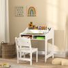 Qaba Kids Desk and Chair Set with Storage and Shelves, for Bedroom & Study Room, Gift for 3-8 Years Old, White