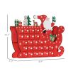 HOMCOM Wooden Christmas Advent Calendar with 24 Countdown Drawers, Reusable Holiday Decor Xmas Gift for Kids Adults, Red
