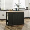 HOMCOM Kitchen Island Table Freestanding with Storage Drop Leaf Adjustable Shelves Drawer Black