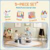 5 Piece Kids Table and Chair Set with Storage for Kids Room, Grey