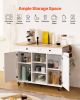 VEVOR Kitchen Island Cart, with Solid Wood Top and Storage Cabinet, Mobile Rolling Table with Drop Leaf, Drawers, Spice Towel Rack