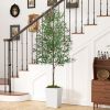 Artificial Olive Tree 8FT with Pot and Moss, Artificial Plants for Home Office Decor