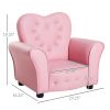 Qaba Pink Princess Toddler Sofa Chair Tufted Upholstered with Diamond Decor Luxury Couch for Kids