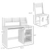 Qaba Kids Desk and Chair Set for 5-8 Year Olds with Storage, Study Desk with Chair, White